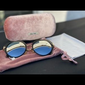 Miu Miu Heart Fire Engine Black Mirrored Sunglasses